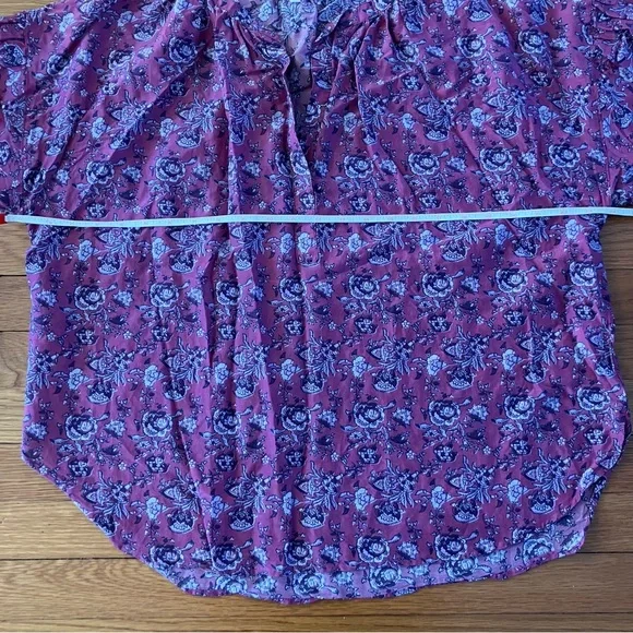 XiRENA Pink Wild Rose Floral Cotton Silk Boho Cottagecore Romi Top Blouse Large - Picture 6 of 10